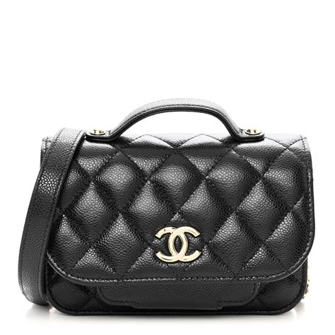 Chanel Black Quilted Caviar Business Affinity Clutch On Chain 